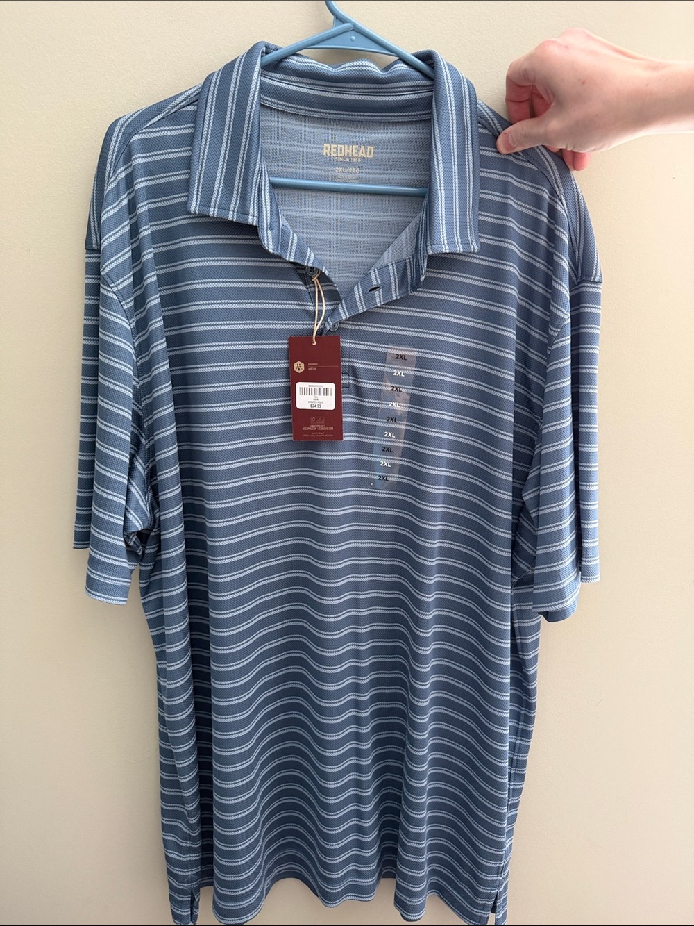 RedHead Men's Light Blue Striped Polo